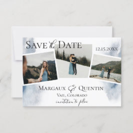 Anúncio Snowy Winter Watercolor Wash Photo Save The Date (