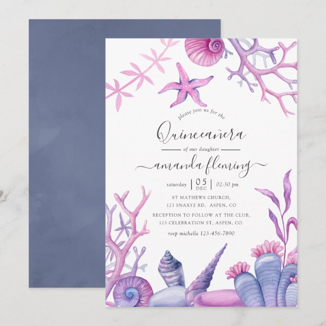 Anúncio Sob o Mar Quinceañera (Frente/Verso)