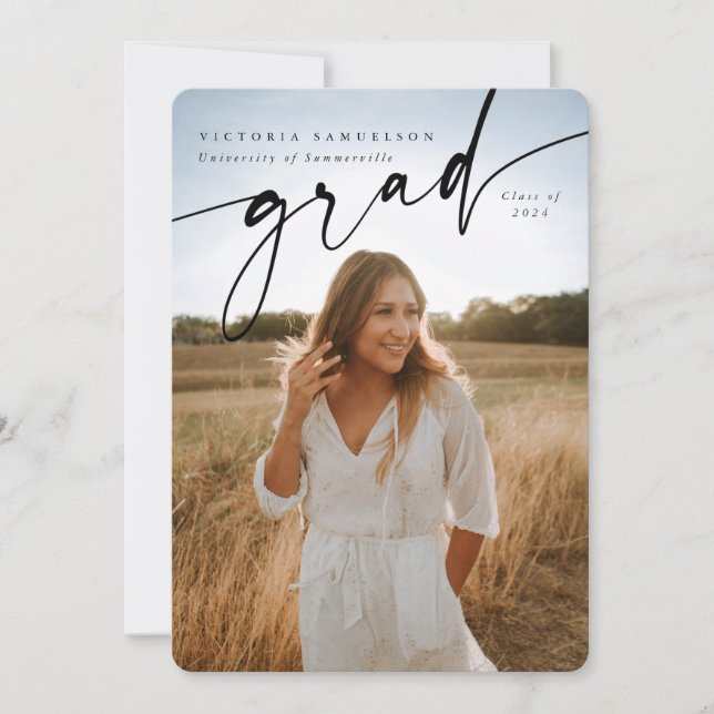 Anúncio Sobreposição de Script Elegante com Dois Graduaçõe (Frente)