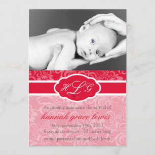 Anúncio sofisticado do bebê (vermelho)