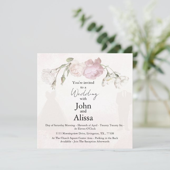 Anúncio Soft Pink Roses & Bride and Groom Collection (Em pé/Frente)