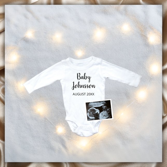 Anúncio Sonograma Simples Inverno Ultrasom Foto Gravidez (winter photo pregnancy announcement)