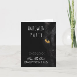 Anúncio Spooky Halloween Party Save The Date Black Cat