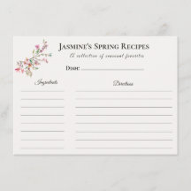 Spring Recipe Card Floral Seasonal Kitchen