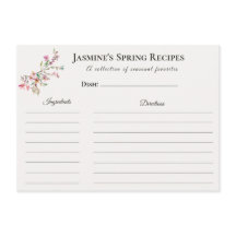 Spring Recipe Card Floral Seasonal Kitchen