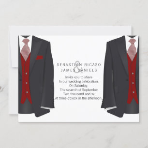 Anúncio Sr. e Sr. Suit e Red Tie Gay Wedding