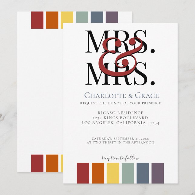 Anúncio Sra. Rainbow Gay Elegant Wedding (Frente/Verso)