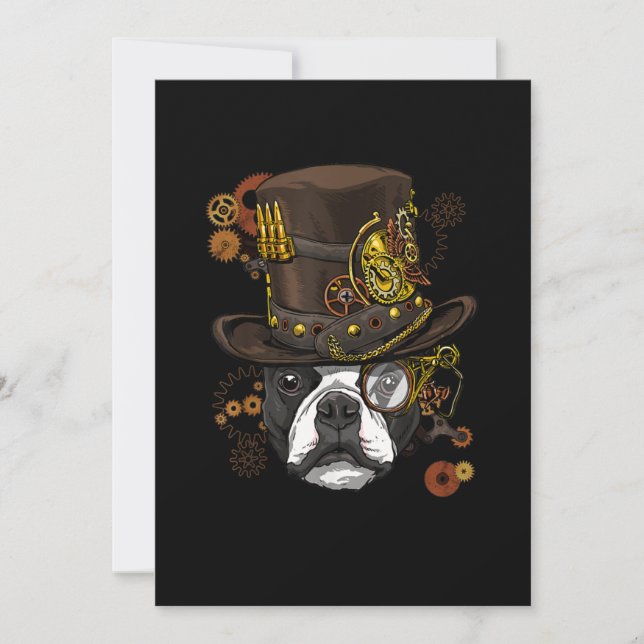 Anúncio Steampunk Boston Terrier Camiseta de cão Steampunk (Frente)