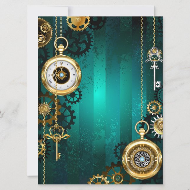 Anúncio Steampunk Jewelry Watch em um fundo verde (Frente)