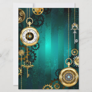 Anúncio Steampunk Jewelry Watch em um fundo verde