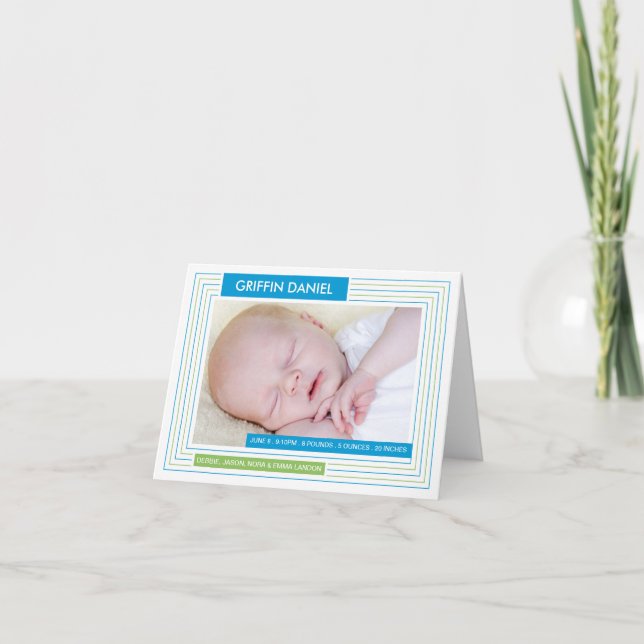 Anúncio Stripes B Photo Announcement Notecard (Frente)