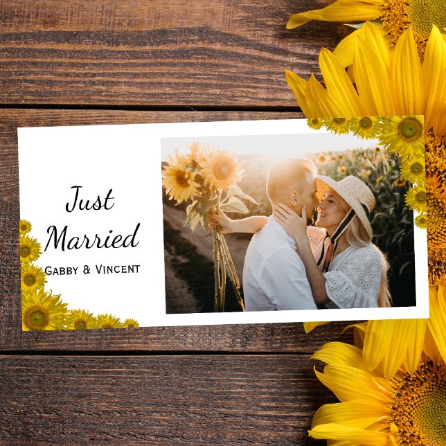 Anúncio Sunflower Edge Just Married Announcement (Criador carregado)