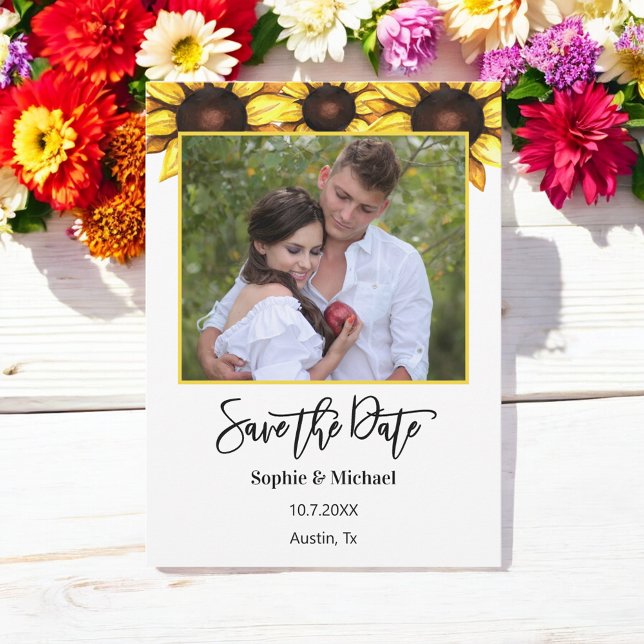 Anúncio Sunflower Save the Date Photo Floral (Criador carregado)