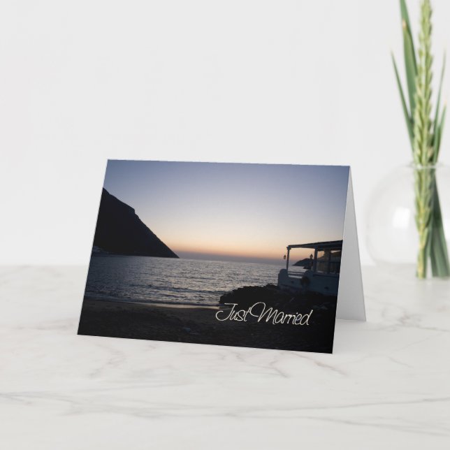 Anúncio Sunset Just Married Announcement Card (Frente)