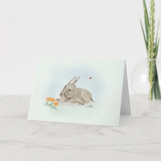 Anúncio Sweet Donkey and Wildflowers 7x5 Greeting Card  (Frente)