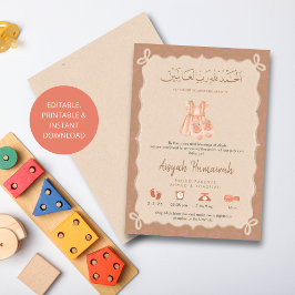 Anúncio Sweet Muslim Pink Baby Outfits Birth Announcement 