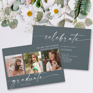 Anúncio Teal Escuro para Graduação de Fotos Moderna 3