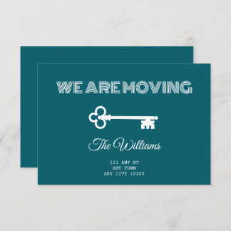 Anúncio Teal Key to Our New Home Announcement
