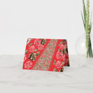 Anúncio Tecido vermelho vibrante com intrincado floral e