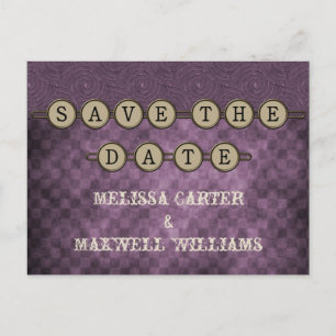 Anúncio Teclas Steampunk Roxas Salvam o Cartão Postal de R