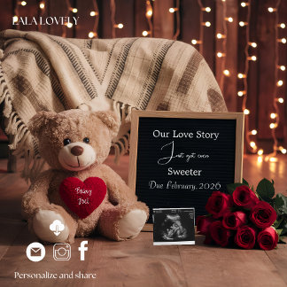 Anúncio Teddy Love & Baby Pregnancy Announcement Card