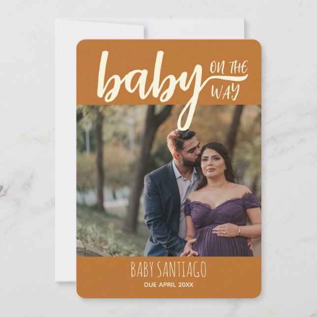 Anúncio Terracotta Baby on Way Photo Pregnancy (Frente)