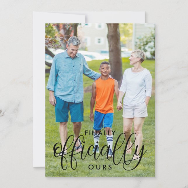 Anúncio Texto Preto Finalmente A Nossa Adoção Fotográfica (Frente)