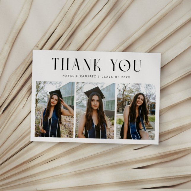 Anúncio Thank You Whimsical Multi Photo White Graduation (Criador carregado)