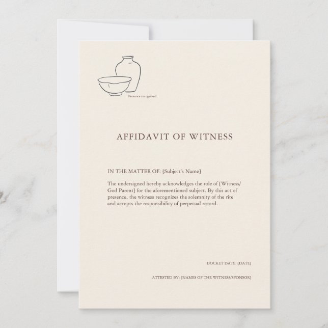 Anúncio The Vessel- Minimalist Sacrament Witness Card (Frente)