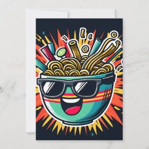Anúncio Tigela de Ramen de Macarrão Cartoon Fofo Engraçado