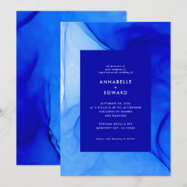 Anúncio Tinta Moderna Personalizada Casamento Abstrato Azu