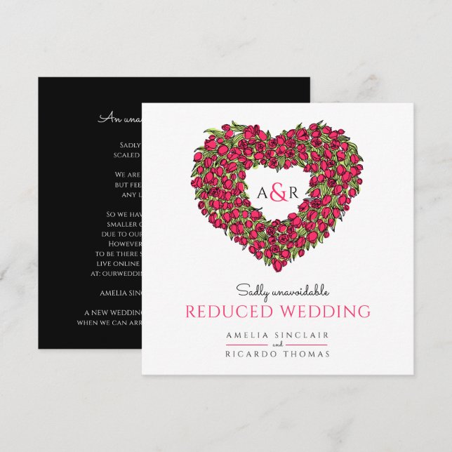 Anúncio Tulipas vermelhas monograma coração reduzido casam (Frente/Verso)