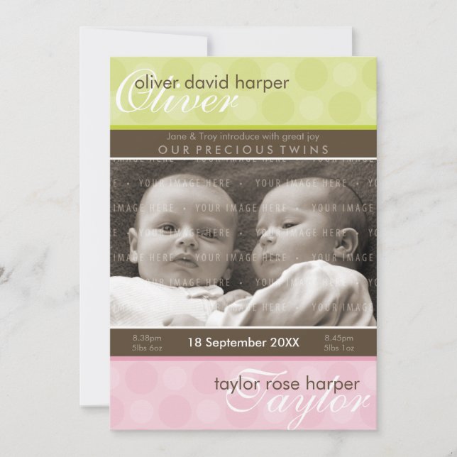 Anúncio TWINS BABY OBRIGADO: Harmonia 2P (Frente)