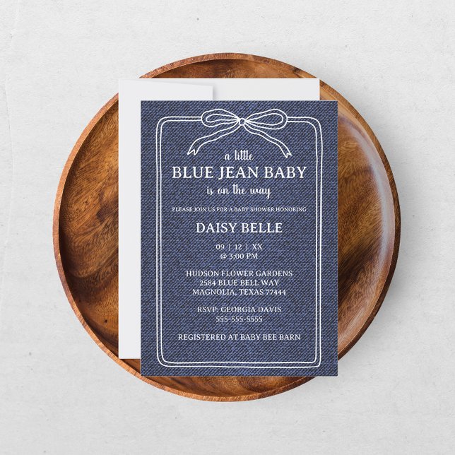 Anúncio Um Bebê de Jeans Azul Baby Shower  (Criador carregado)