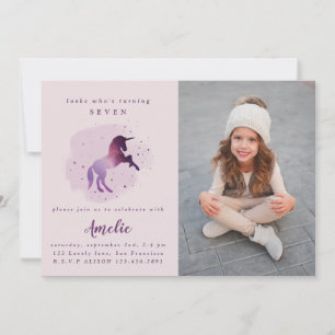 Anúncio unicórnio mágico roxo e fofo