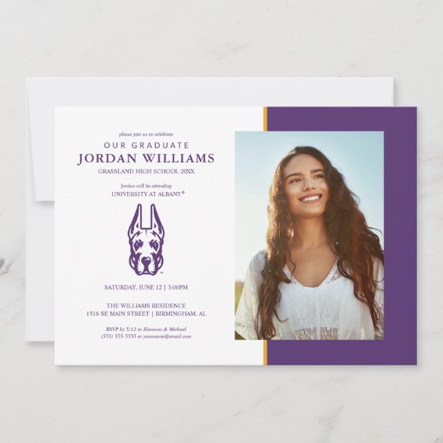 Anúncio Universidade de Albany Great Dane Mascot Head (Frente)