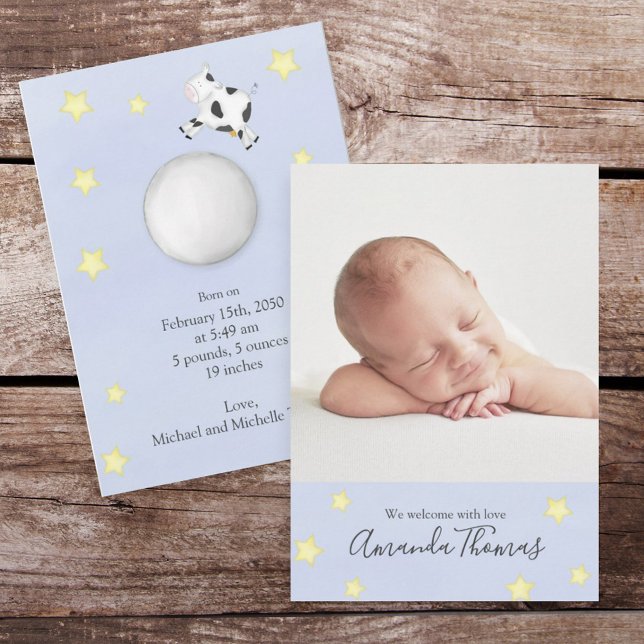 Anúncio Vaca Simples De Aquarela De Bebê Saltou Sobre A Lu (Criador carregado)