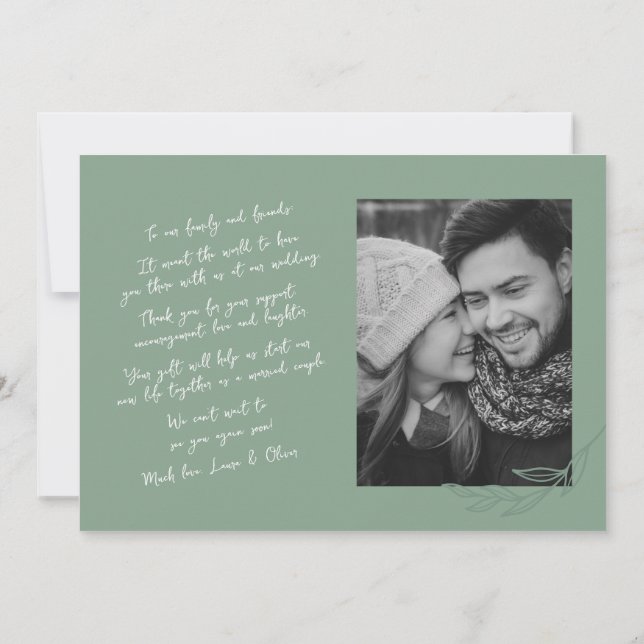 Anúncio Verde Botânico manuscrito Duas Fotografias Obrigad (Verso)