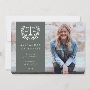 Anúncio Verde + White JD Law Scales Laurel Wreath Photo