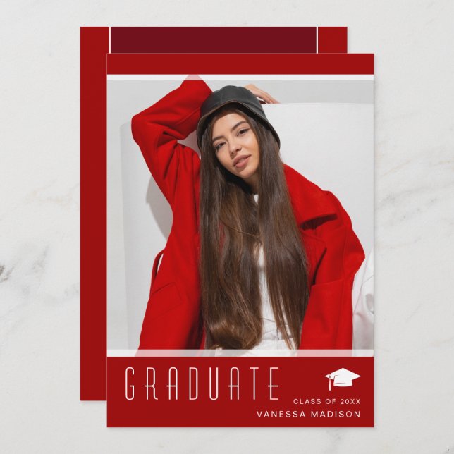 Anúncio Vermelho de Foto do Na moda Elegante Moderno (Frente/Verso)