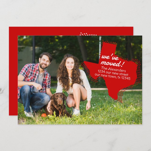 Anúncio Vermelho que nos movemos - Texas pontilhado movend (Frente/Verso)