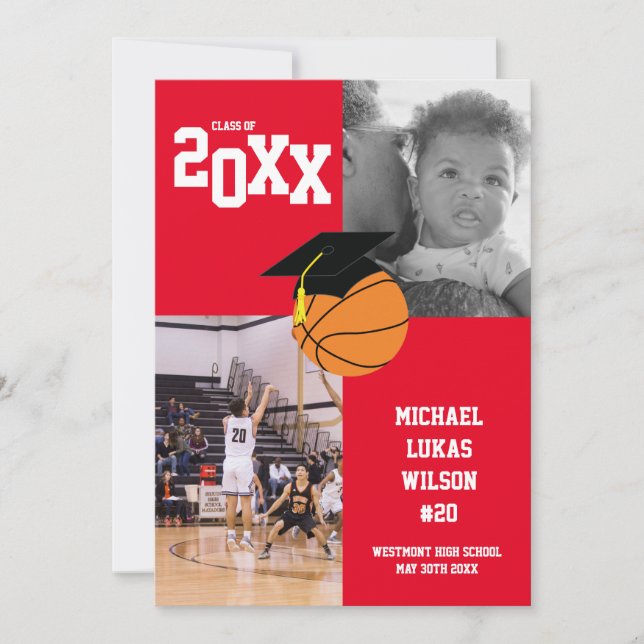 Anúncio Vermelho sobre Graduação de Basquete (Frente)