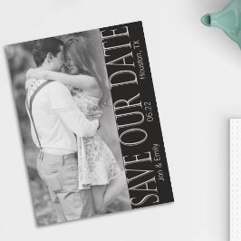Anúncio Vertical Preto e Branco Save the Date 5 x 7