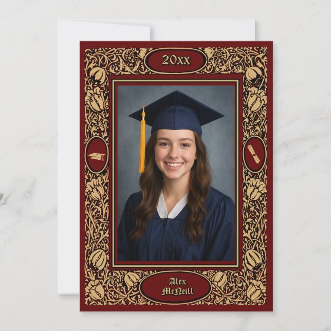 Anúncio Victorian Era 1896 Art Nouveau Floral Graduation (Frente)