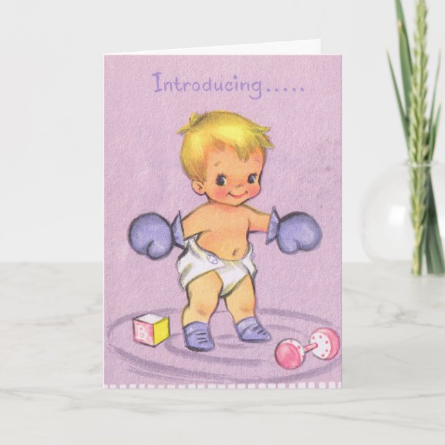 Anúncio Vintage Baby Announcement/Boxing Gloves (Frente)