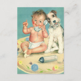 Anúncio Vintage Cute Baby and Puppy Dog Mudança de endereç