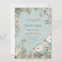 Vintage Cute Bear Foto Botânica Bebê Nascimento