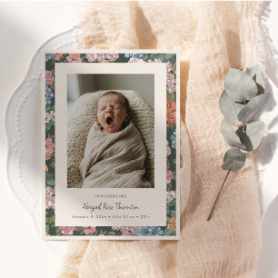 Anúncio Vintage Floral Verde Salvia Recém-Nascido Foto Nas