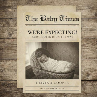 Anúncio vintage gold Newspaper Pregnancy Announcement