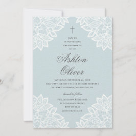 Anúncio Vintage Lace Azul Batismo Religioso e Christening